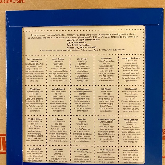 Unopened Legends of the West Error Sheet - Picture 4 of 4